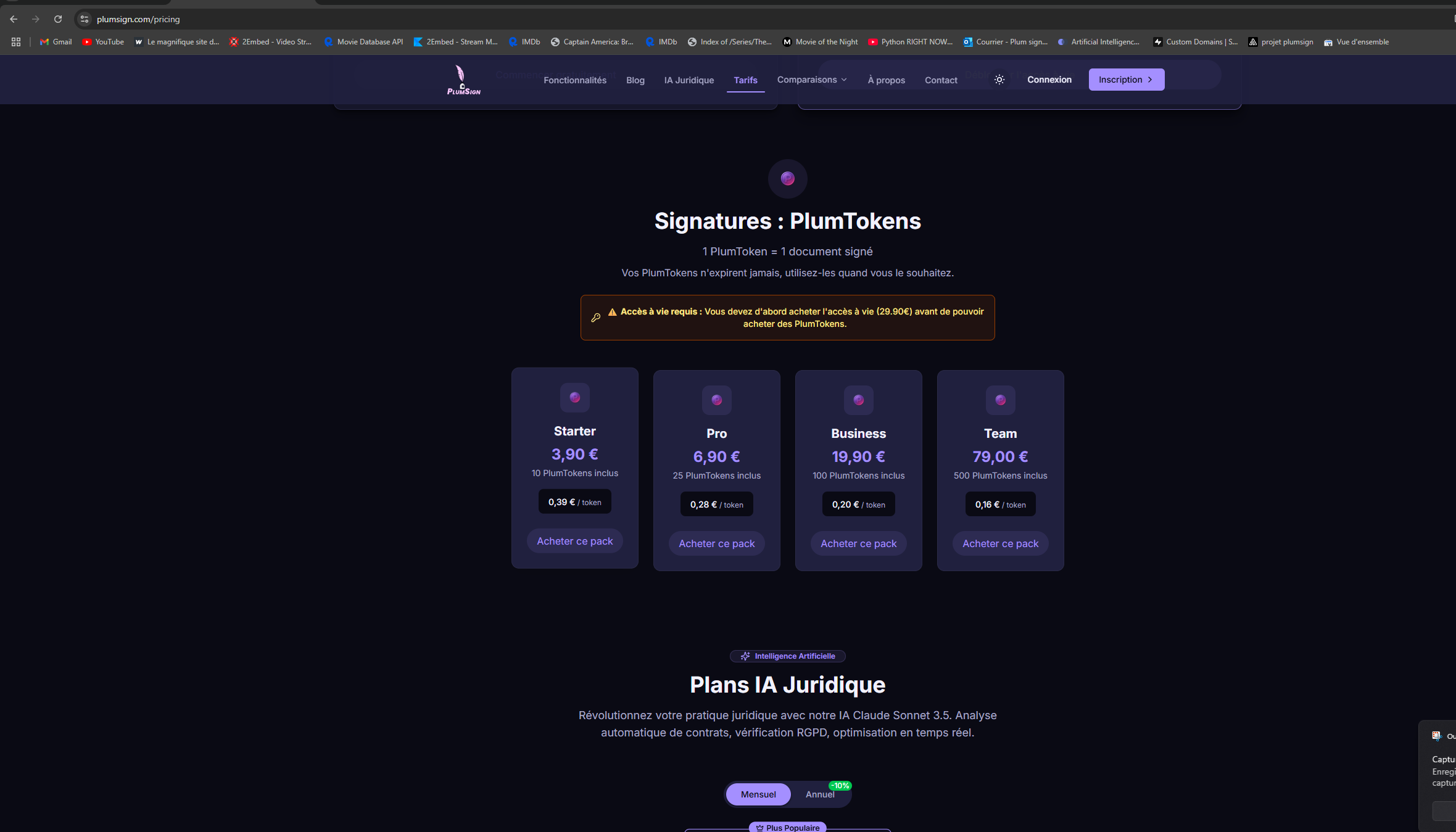 PlumSign - Signature  pdf - Pricing PlumToken