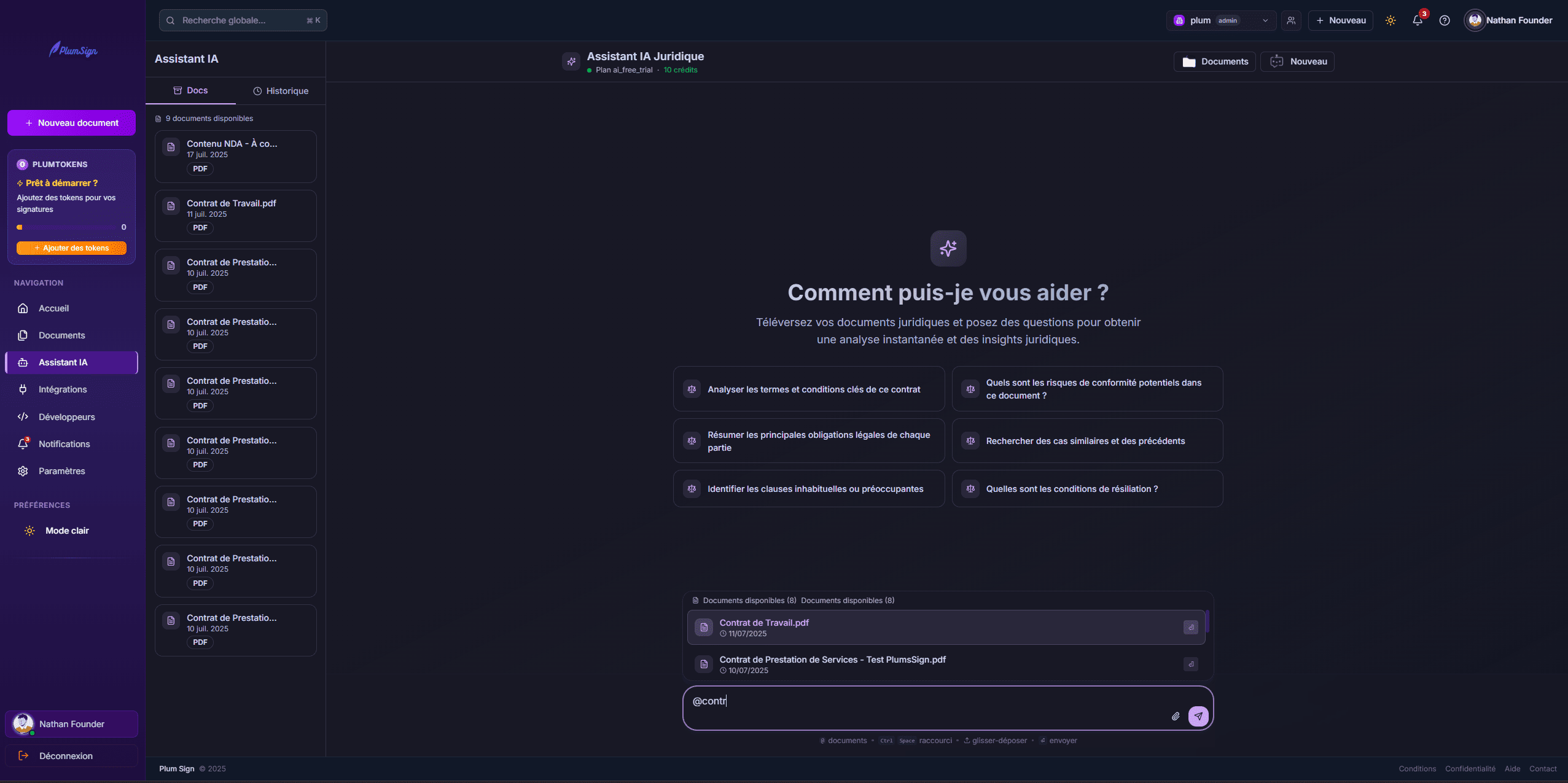 PlumSign - Signature  pdf - Dashboard AI