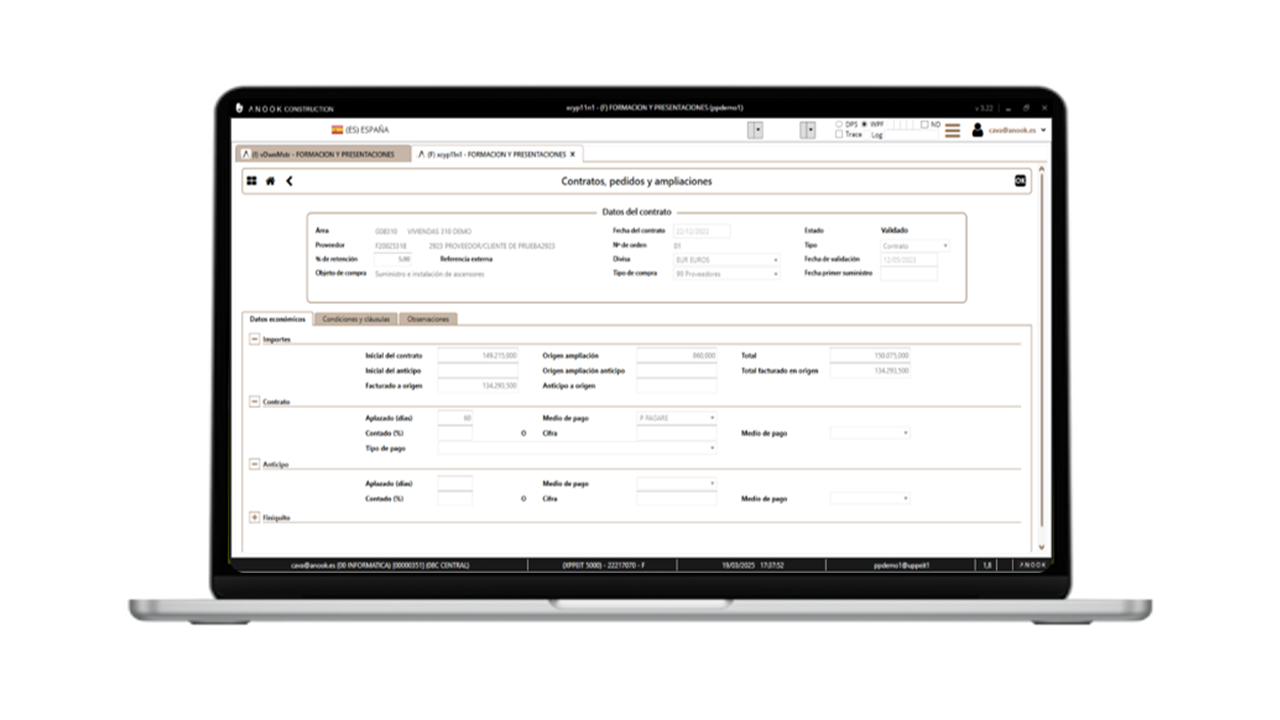 ANOOK MANAGEMENT SOFTWARE - SOFTWARE DE GESTIÓN EMPRESARIAL CREADO "POR Y PARA" EMPRESAS CONSTRUCTORAS.
Más de 16000 gestionadas, con mejoras en la ejecución e impacto positivo en el margen.

Más de 30 años liderando la digitalización del sector construcción.
