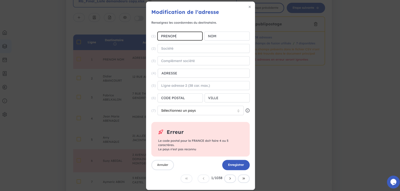Service Postal - Correction intelligente de vos adresses