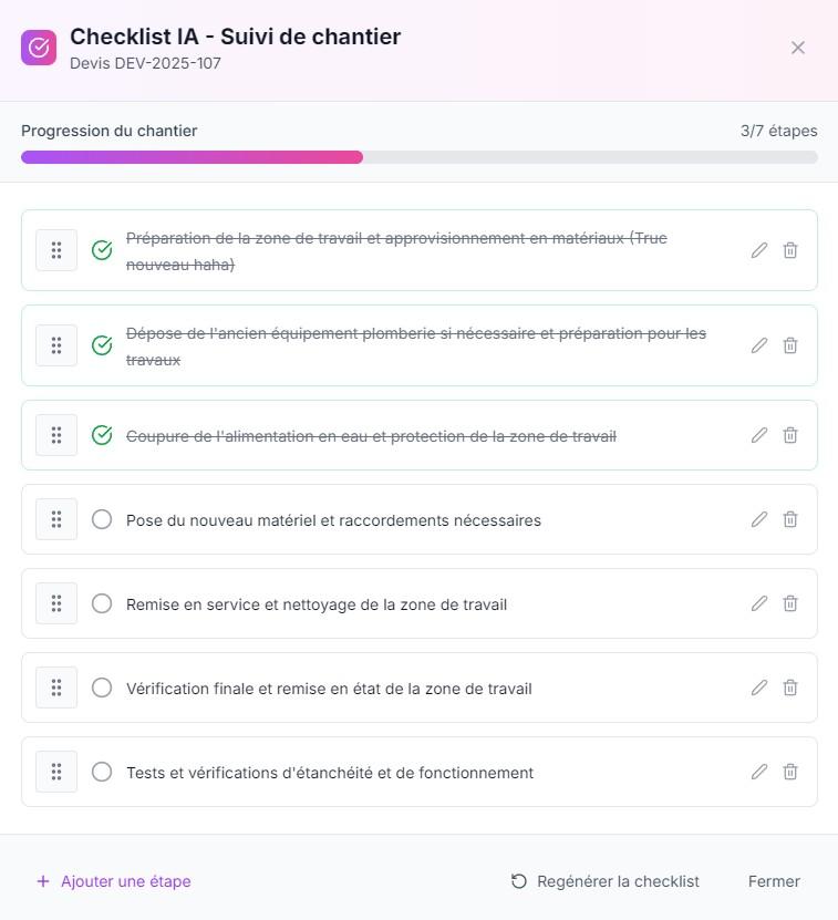 ChantierFlow - Checklist chantier IA