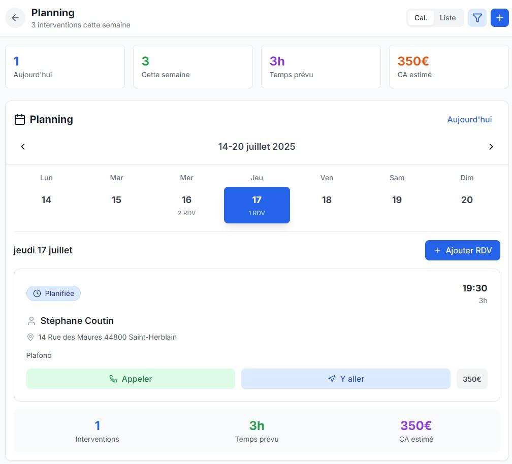 ChantierFlow - Planning