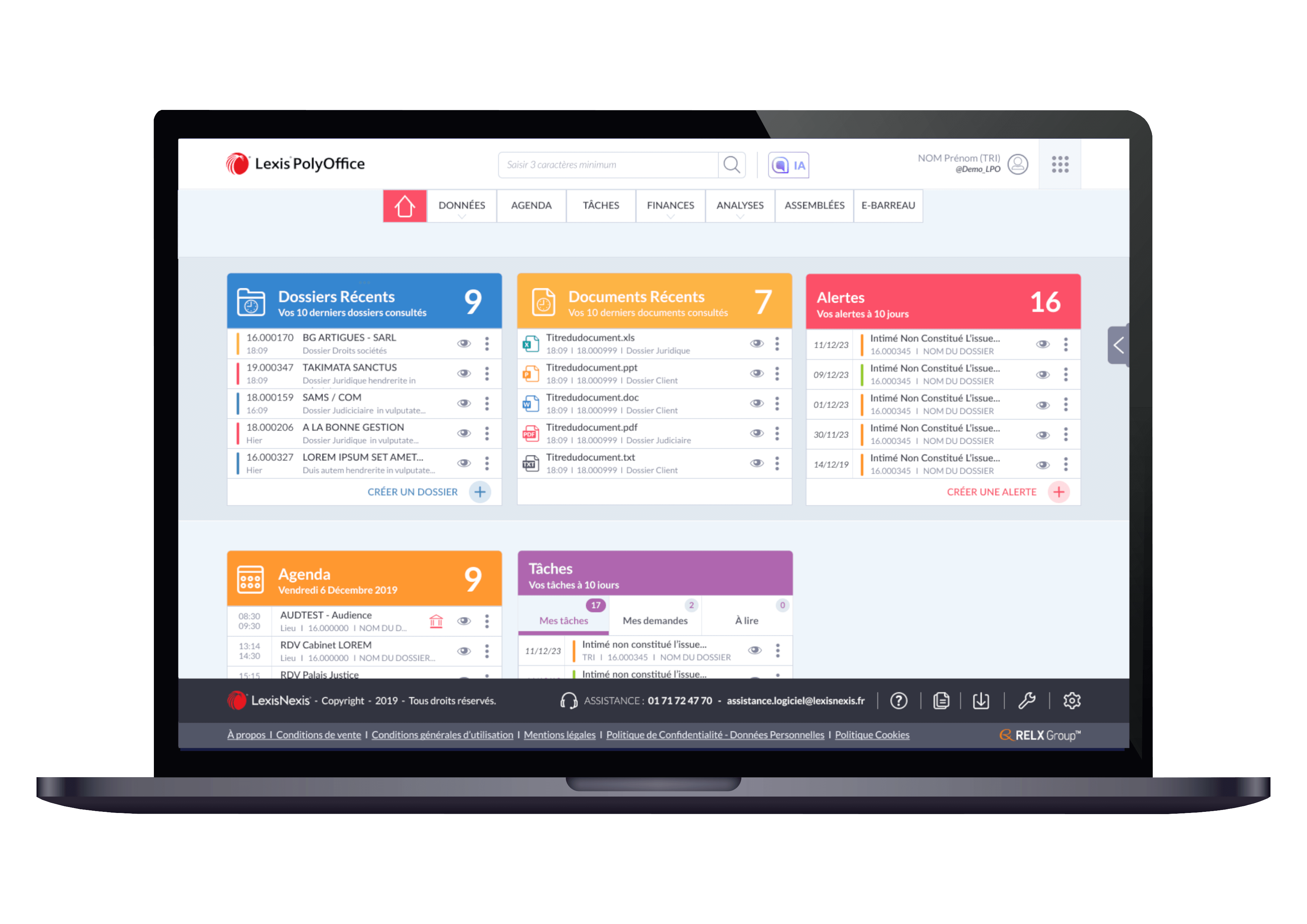 Lexis PolyOffice - Dashboard