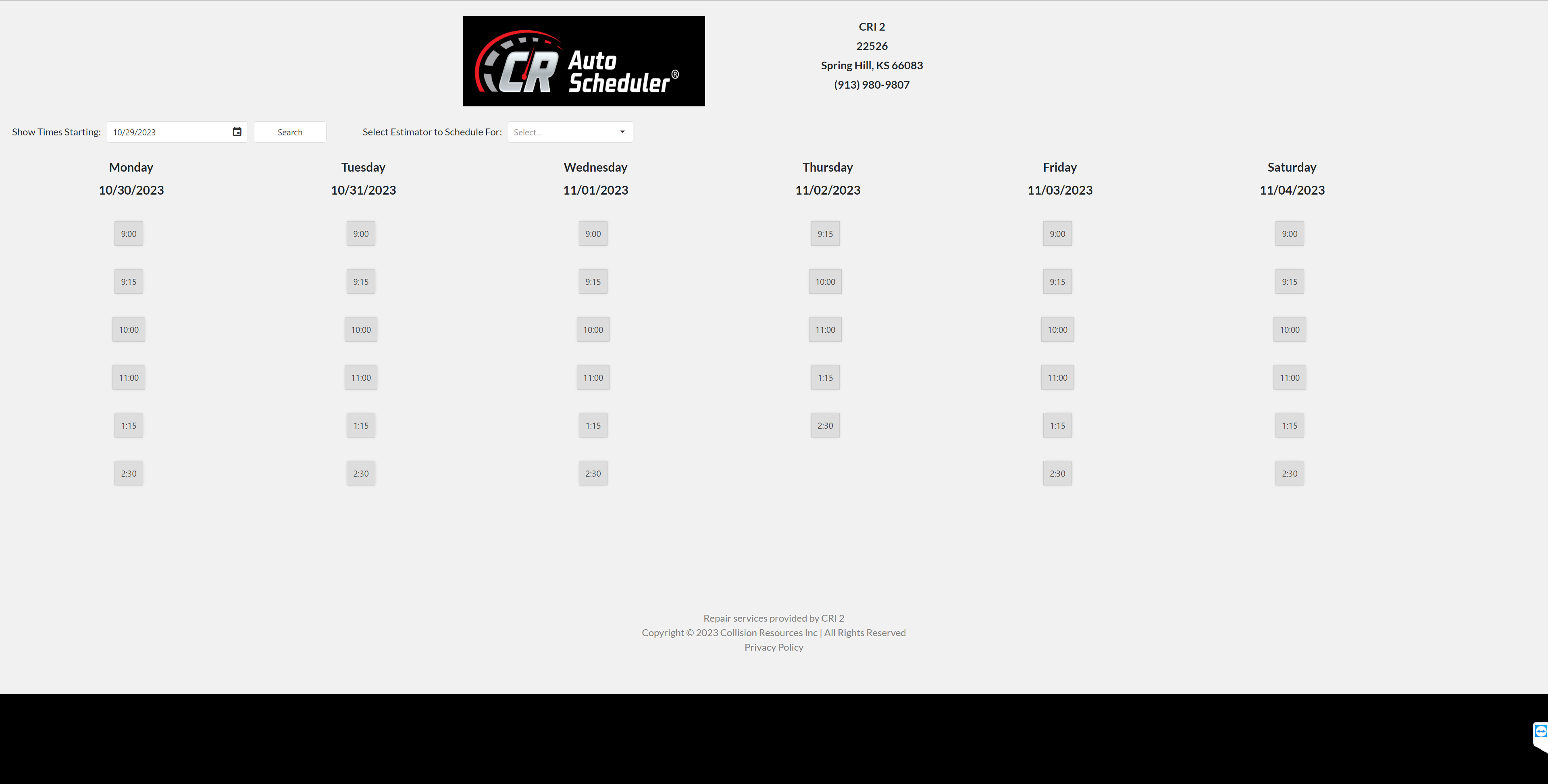 CR Auto Scheduler® –Estimate - Screenshot 2