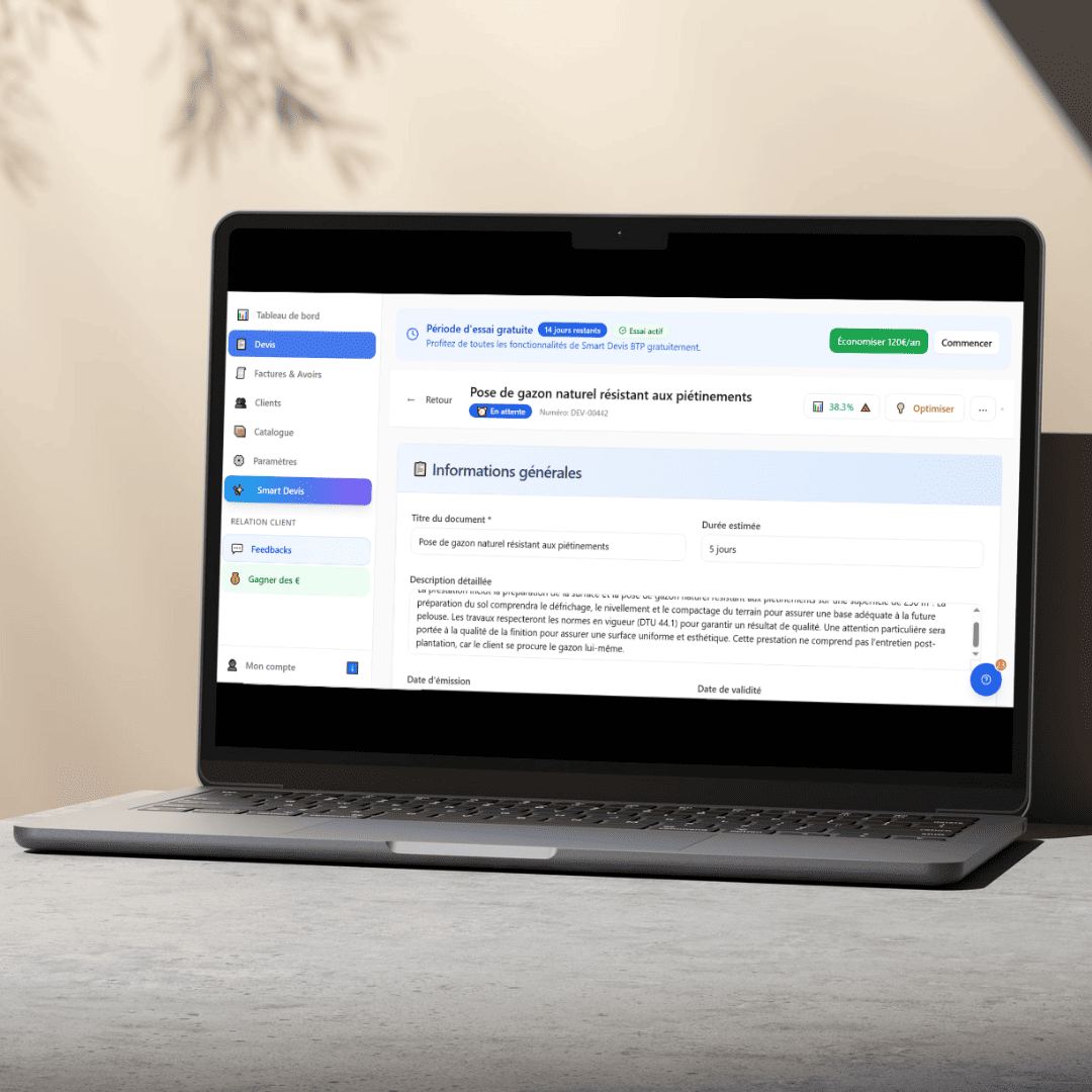 Smart Devis BTP - Parce que c'est vous le professionnel, vous gardez la main sur votre activité !
