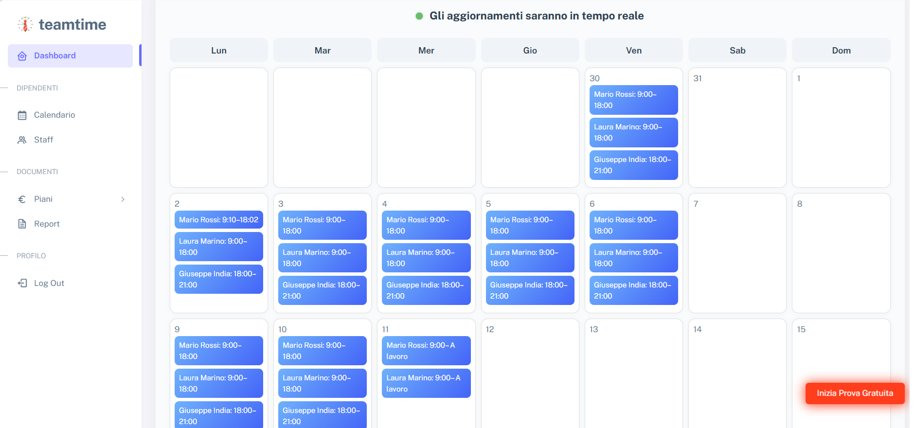 TeamTime App Registro Presenze - TeamTime - App Registro Presenze
Funzione Calendario per Dipendenti