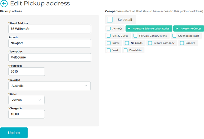 Get WorkGear - Edit pickup address