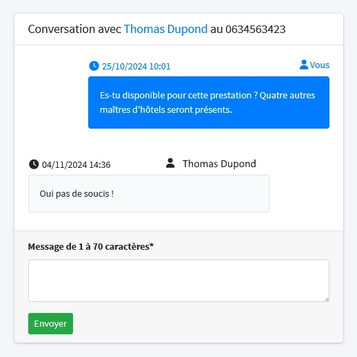 EventDesigner - Messagerie interne d'un employé