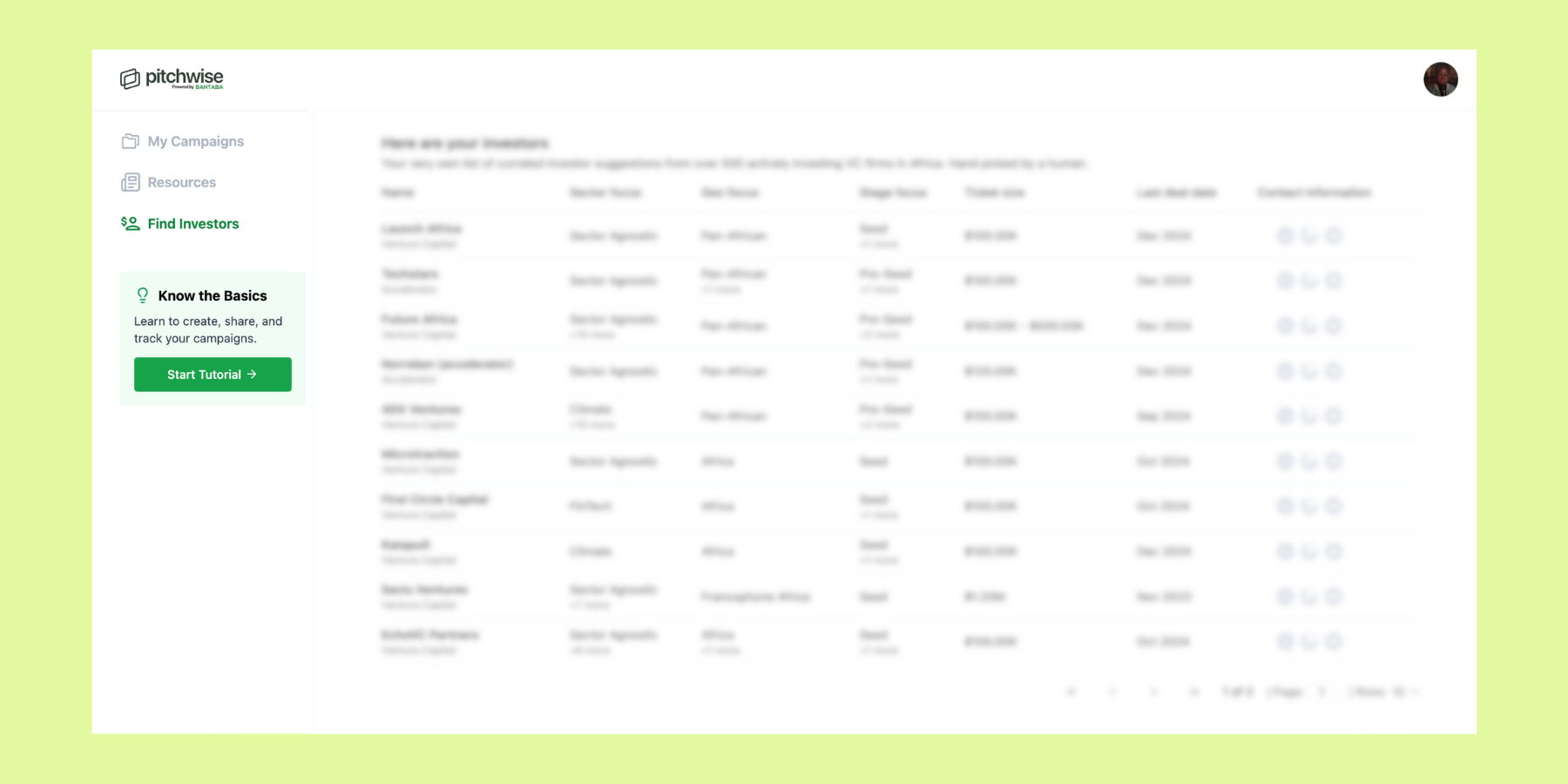 Pitchwise - Curated Investor List on Pitchwise