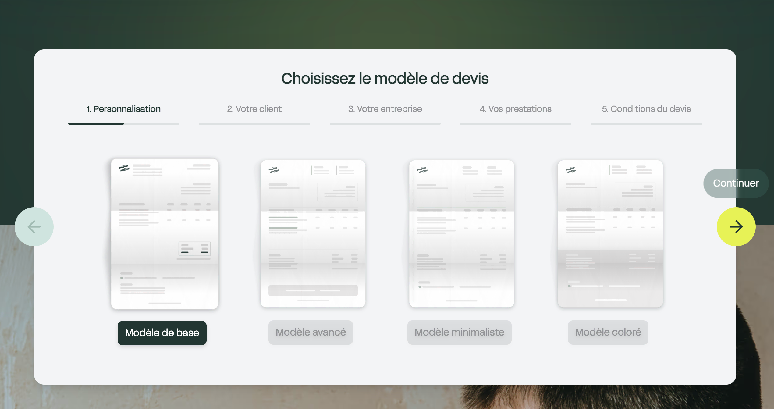 Mon devis facile - Interface du logiciel mon devis facile