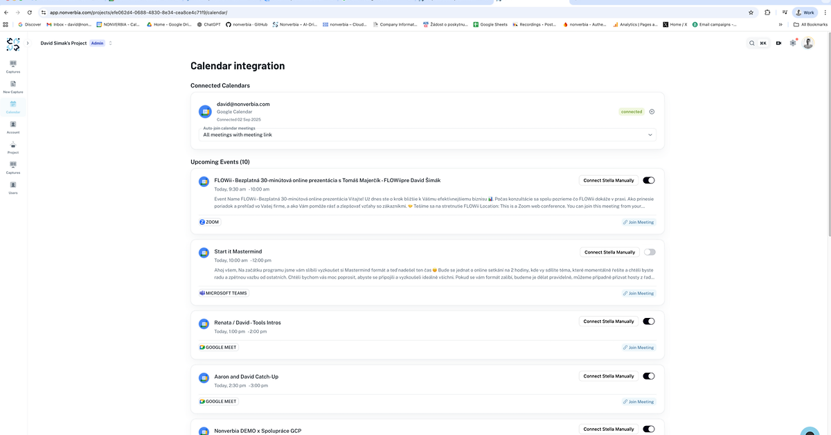 Nonverbia - Calendar integration