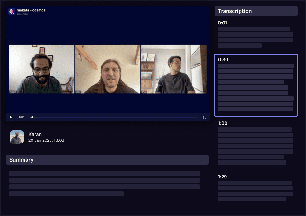 Cosmos Video - Meeting recording with AI powered notes