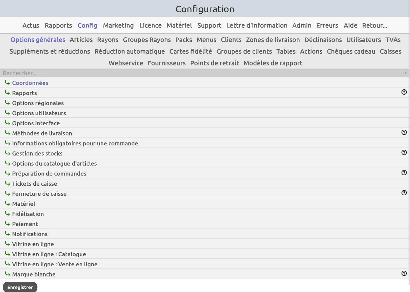 Caisse.enregistreuse.fr - Un très grand nombre d'options de configuration