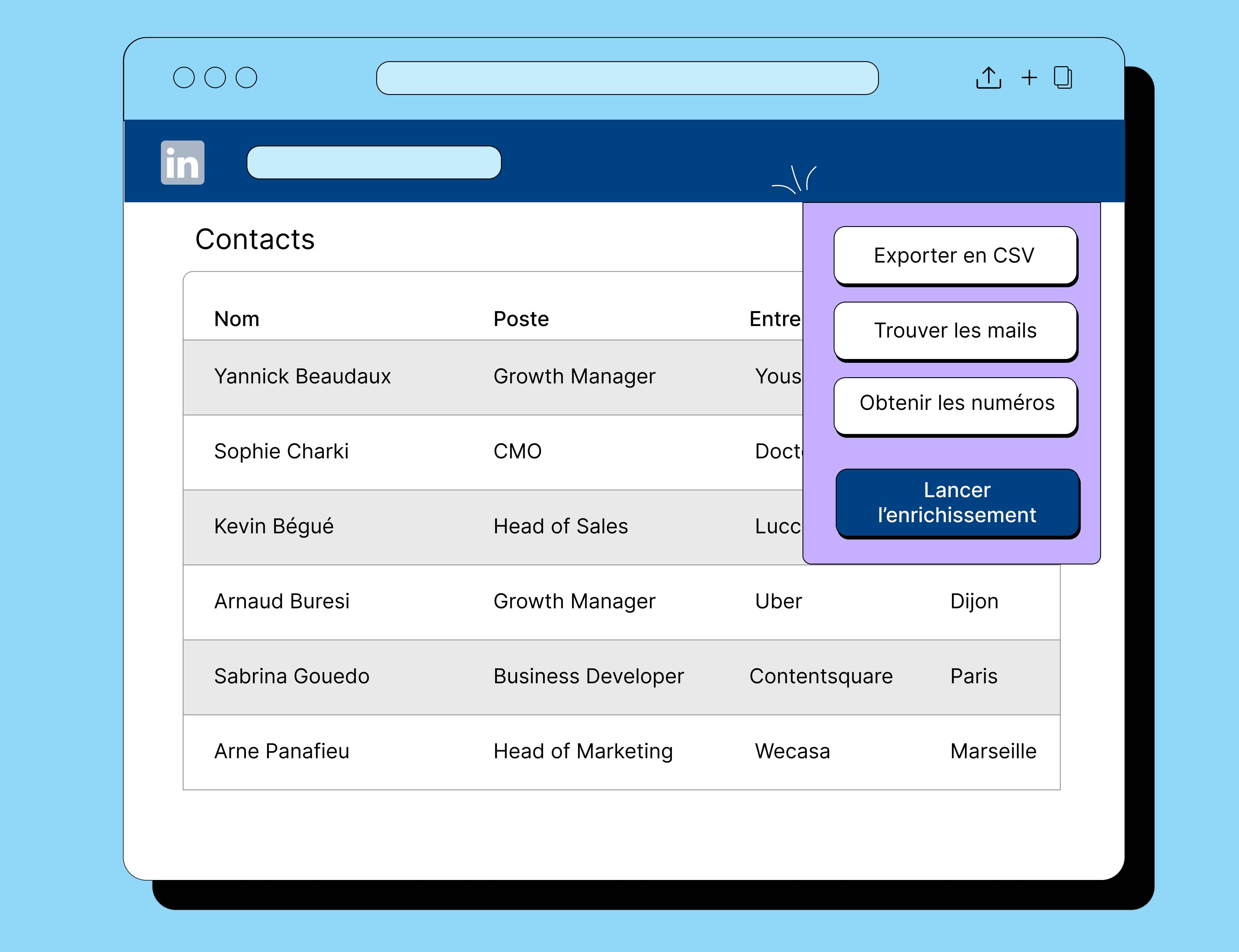 Captely - Un scraper Linkedin et Sales Navigator pour enrichir vos contacts et vos listes de prospects