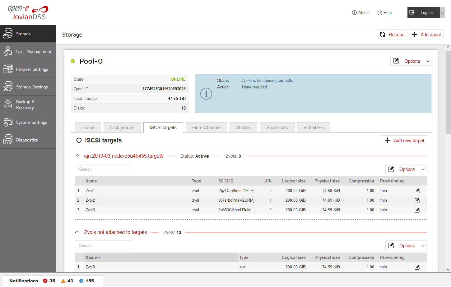Open-E JovianDSS - Iscsi Ziel
