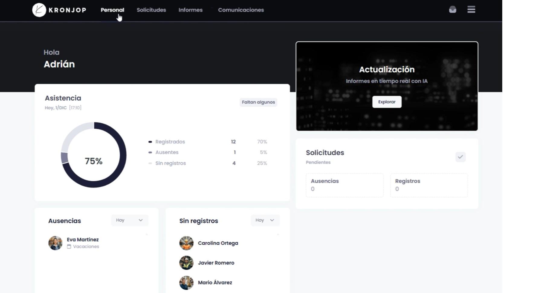 Kronjop - Kronjop - Panel de control