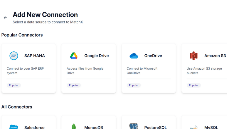 MatchX - New Data Connectors