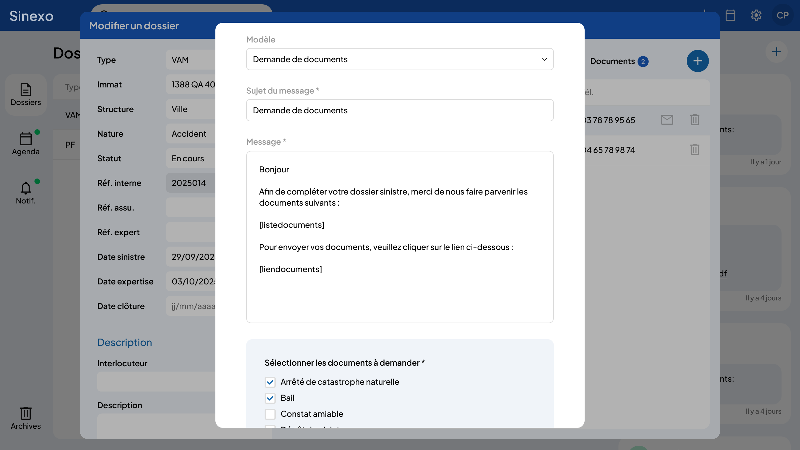 Sinexo - Envoyez des mails avec suivi d'ouverture en utilisant vos modèles prédéfinis pour gagner du temps. Demandez des documents via une interface de dépôt sécurisée et centralisez-les automatiquement