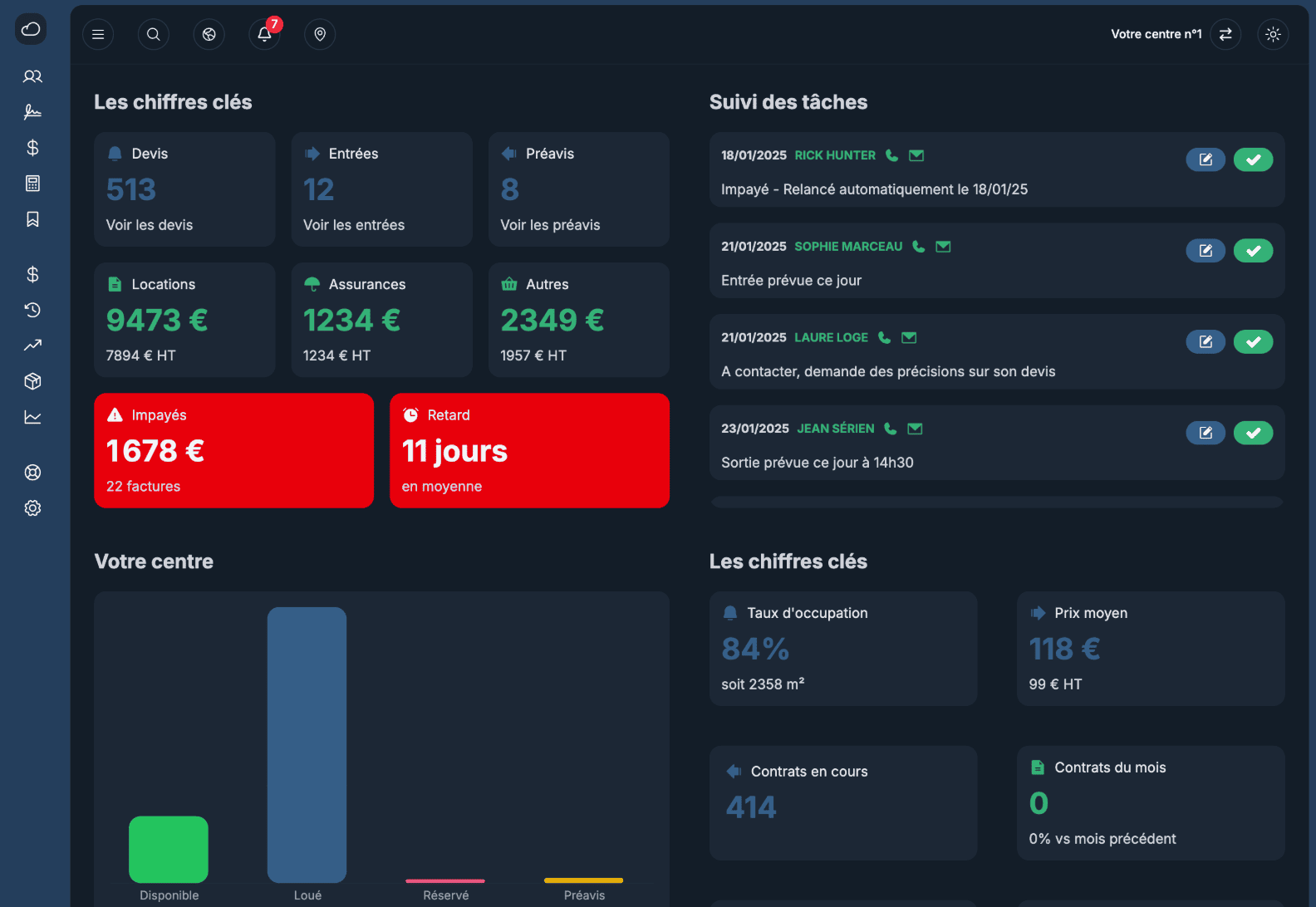 EasySpace - Tableau de bord