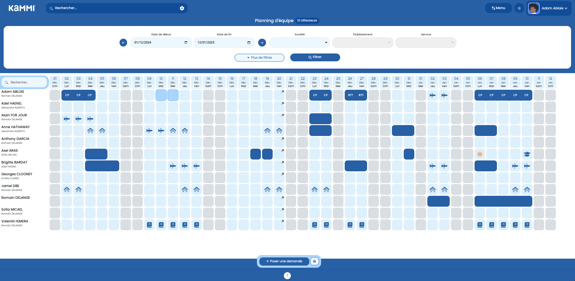 KAMMI Gestion des temps - Planning présence