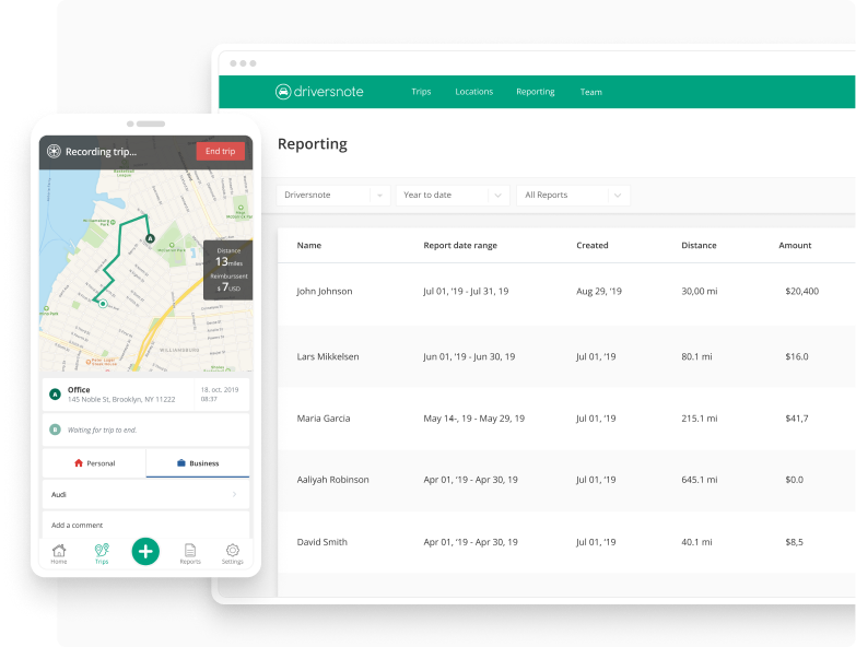 Driversnote  - Trip Reporting Overview