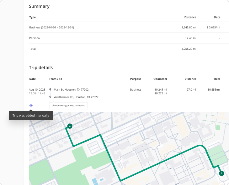 Driversnote  - Manually added trips flagged for reduced mileage inflation