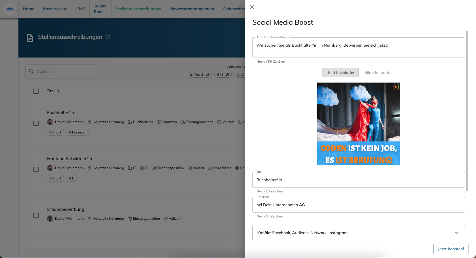 mana HR - Vollautomatisierte Social Media Werbeanzeigen