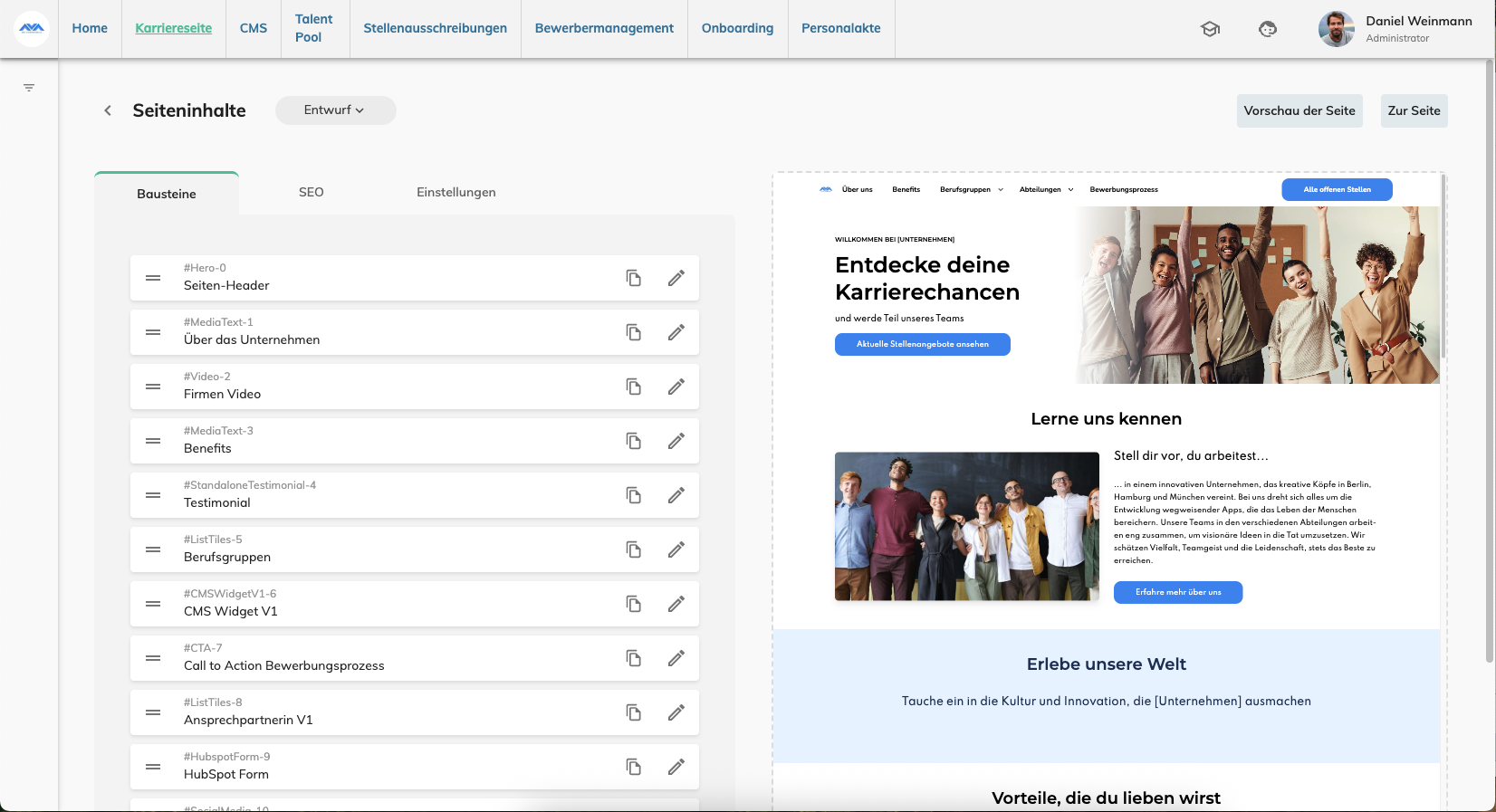mana HR - Career Page Content Management System