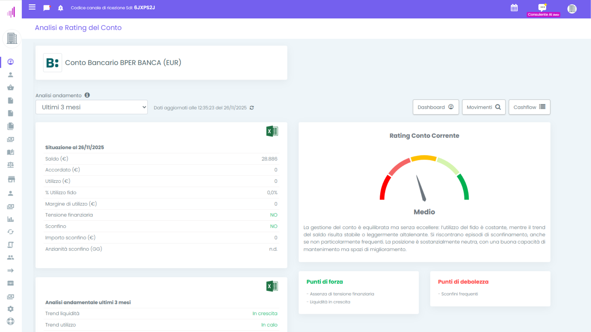 BPilot - BPilot - Gestionale cloud con IA integrata

Schermata Tesoreria analisi per Conto Corrente