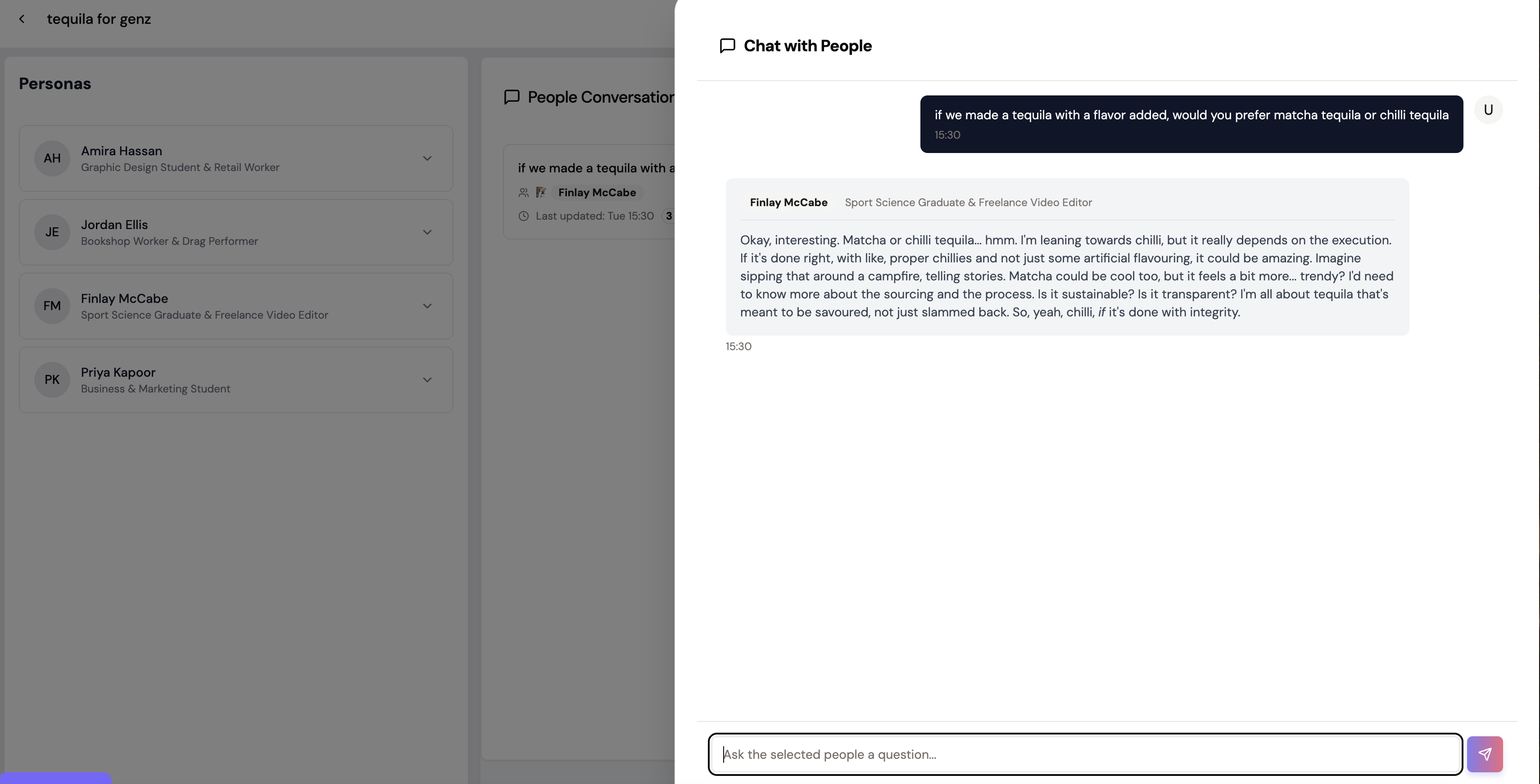 The Mirror by Quartz Labs - chat with digital twins of interview participants
