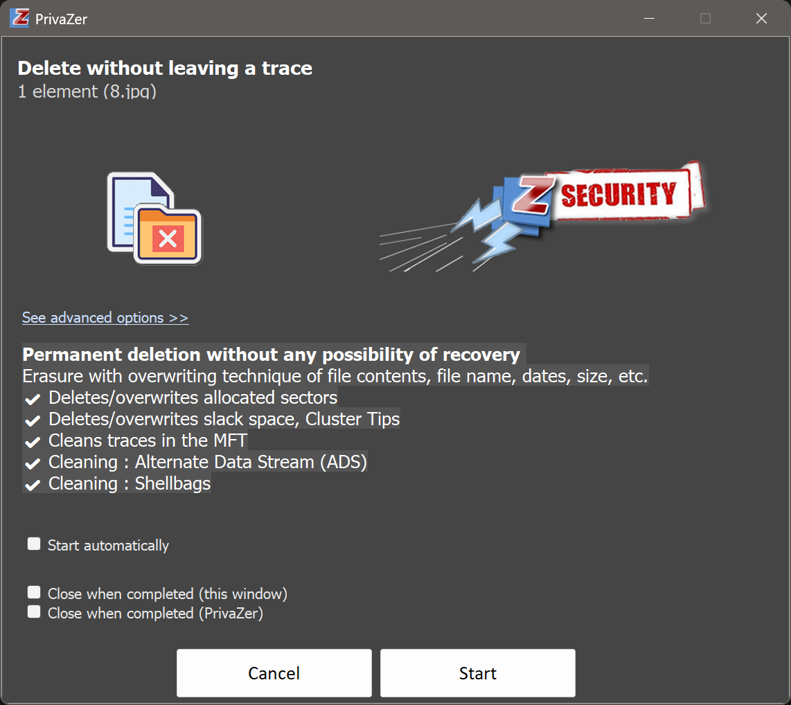 PrivaZer - Secure deletion
