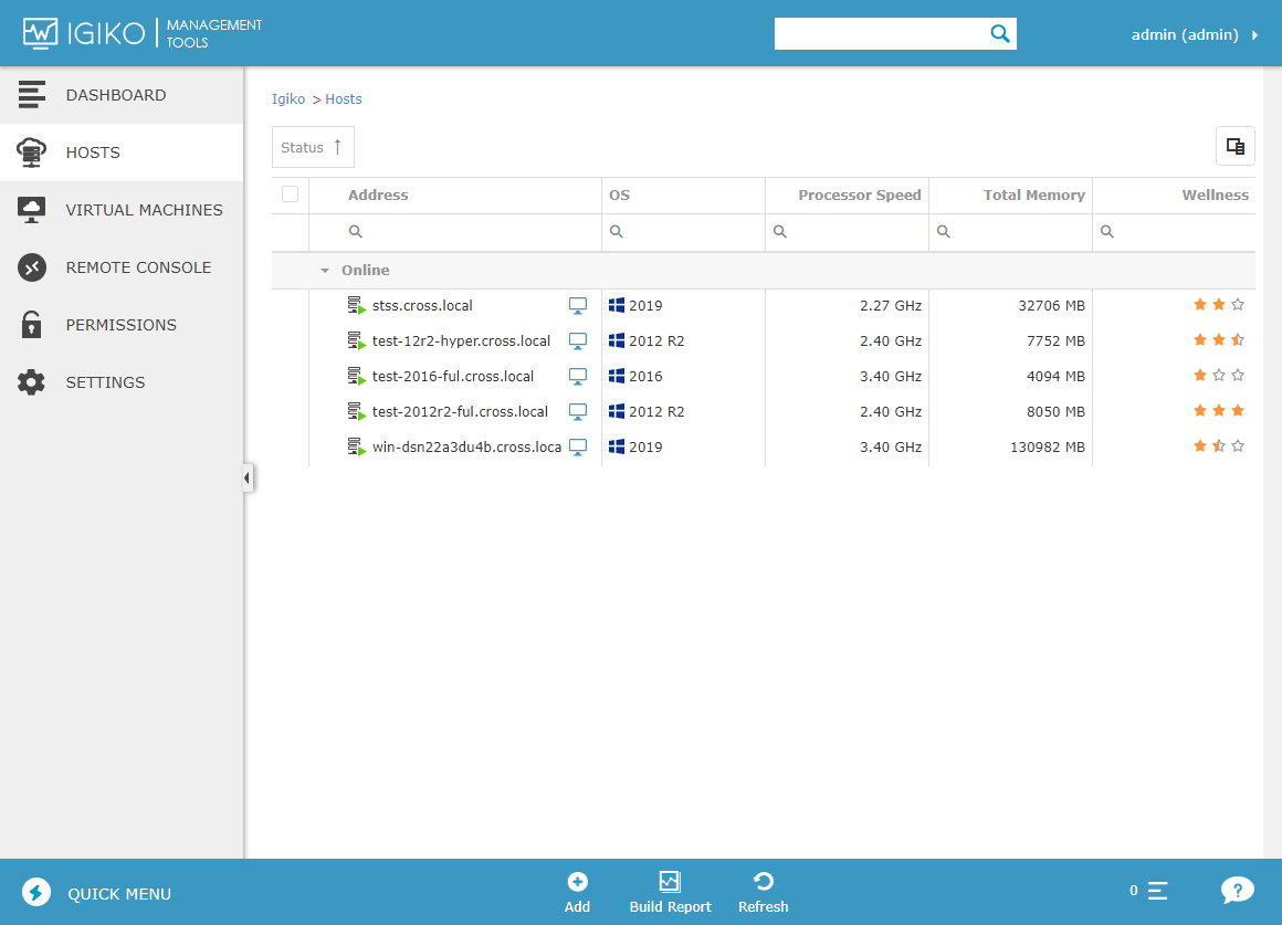 Igiko Management Tools - Hosts and VMs