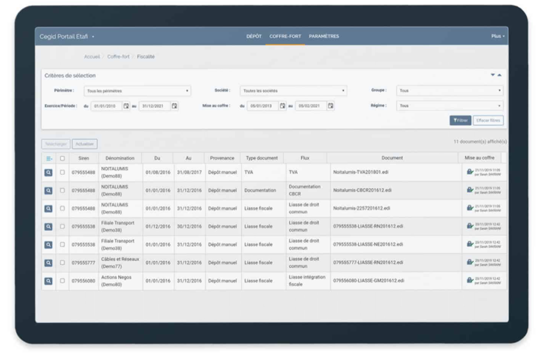 Cegid Tax Ultimate - Coffre-fort électronique