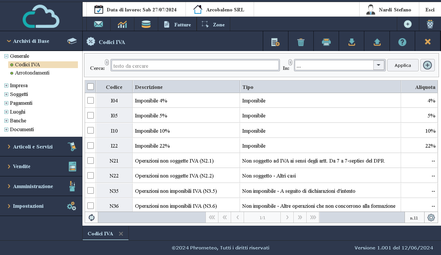 Phrometeo - Dasboard Applicazione