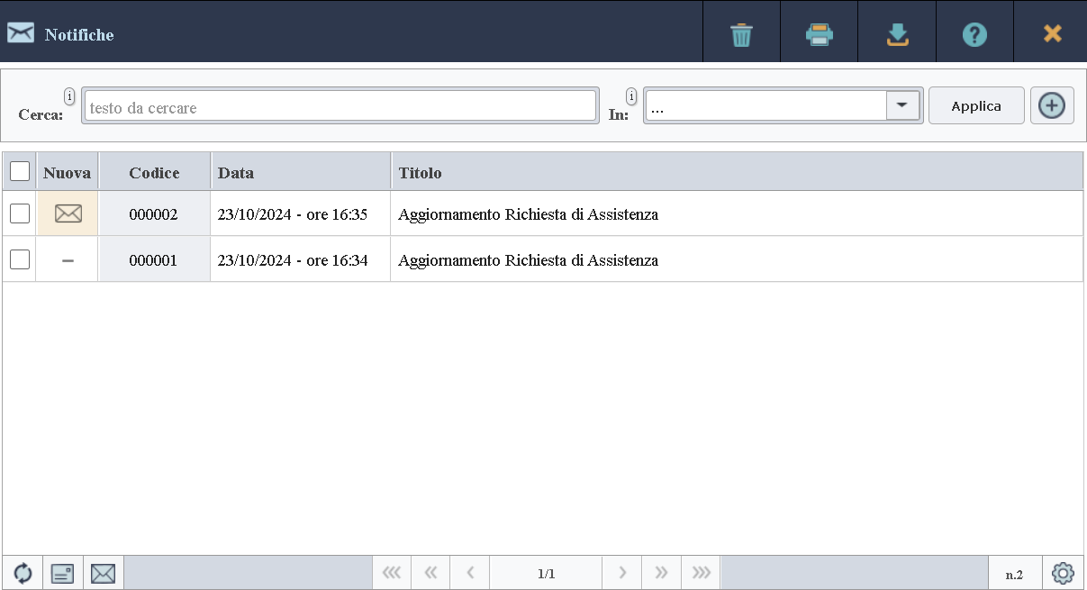 Phrometeo - Scheda delle Notifiche