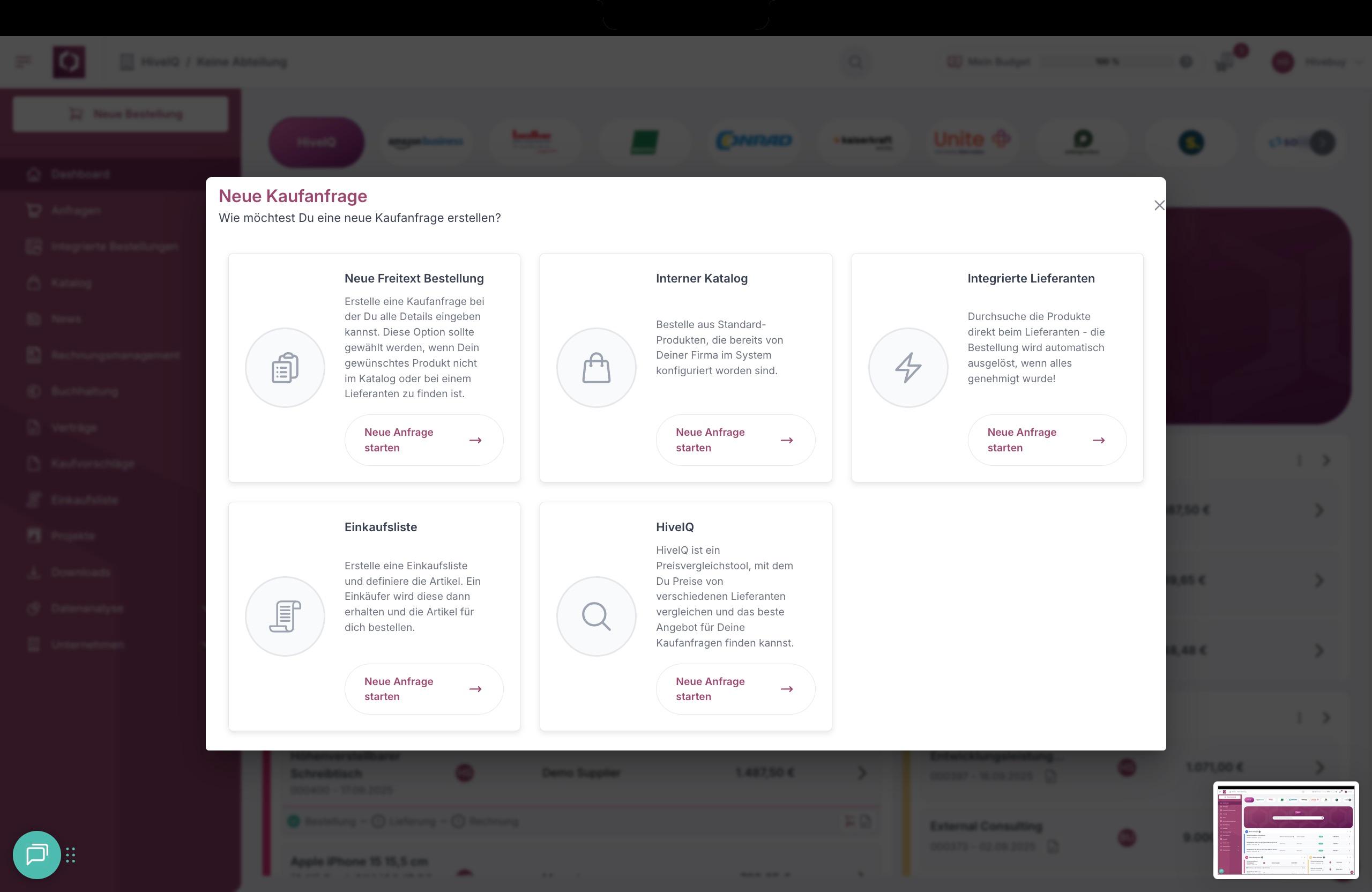 Hivebuy  - Different oder options from integrated suppliers like Amazon to own catalogues