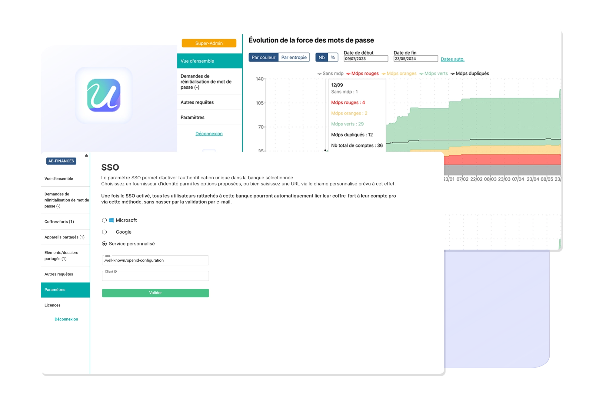 UpSignOn by Septeo - Supervision centralisée : vue et historique des mots de passe