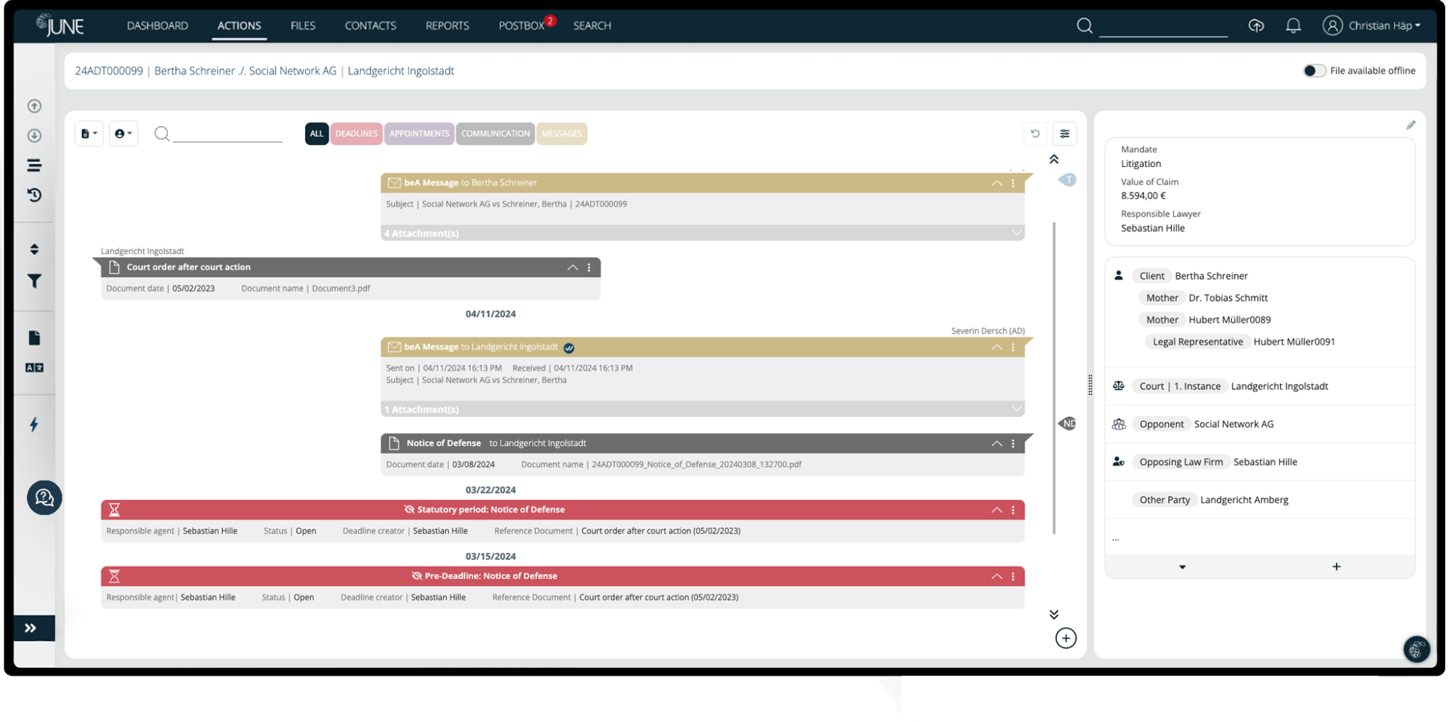 JUNE - Full interactive case overview