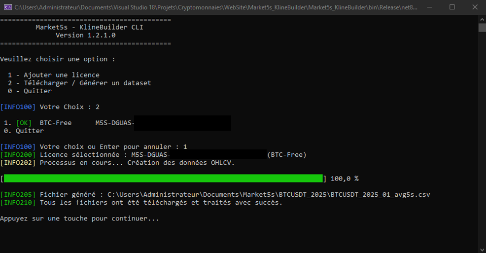 KlineBuilder - Génération Dataset