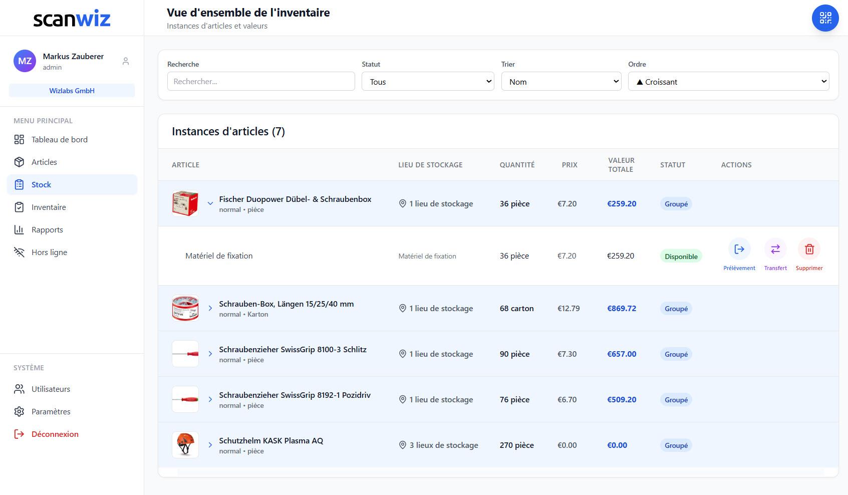 Scanwiz - Aperçu des articles Scanwiz