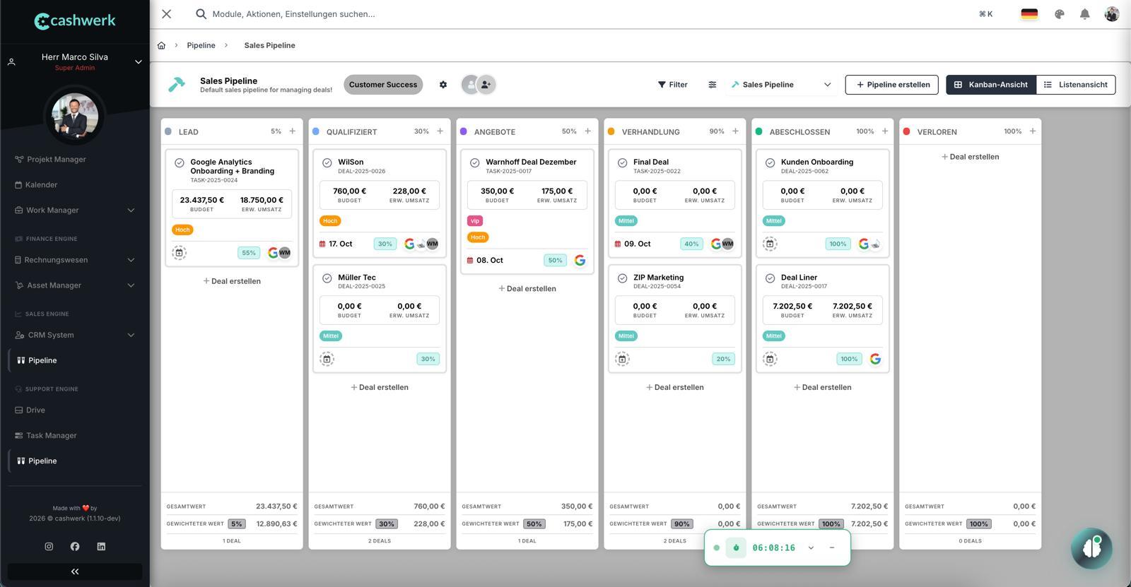 cashwerk.io - our Salespipeline to convert Leads int o Customers.