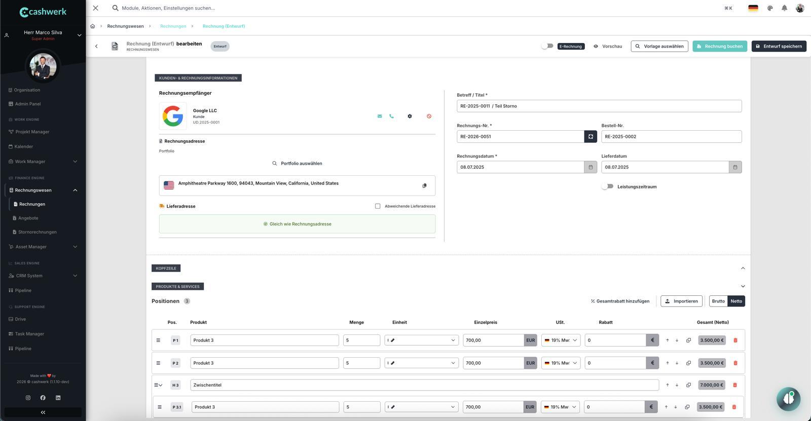 cashwerk.io - Our Invoicing tool for writing invoices in minutes.