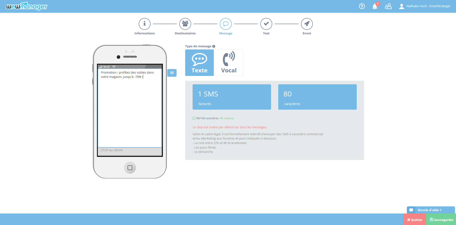 wewmanager : Gestion de Campagnes SMS, Aperçu en Temps Réel, SMS Texte ou Vocal