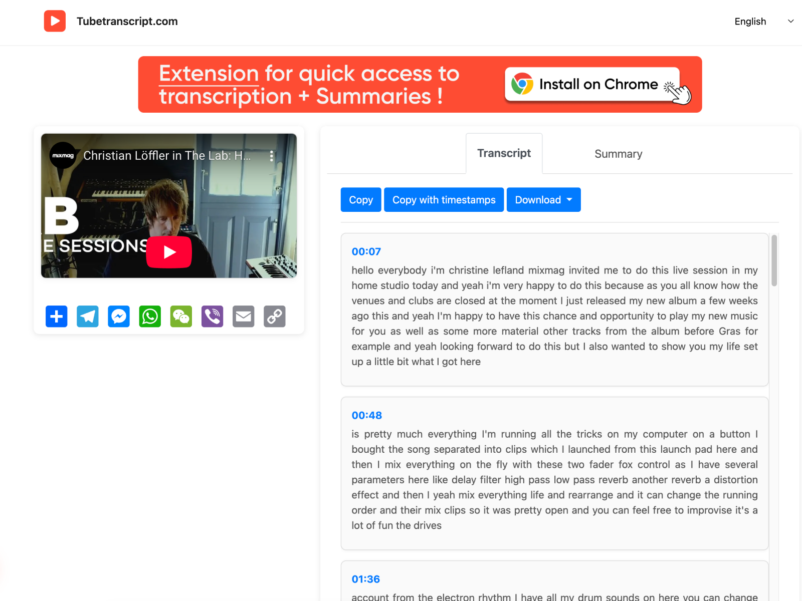 Tubetranscript - Tubetranscript Demo