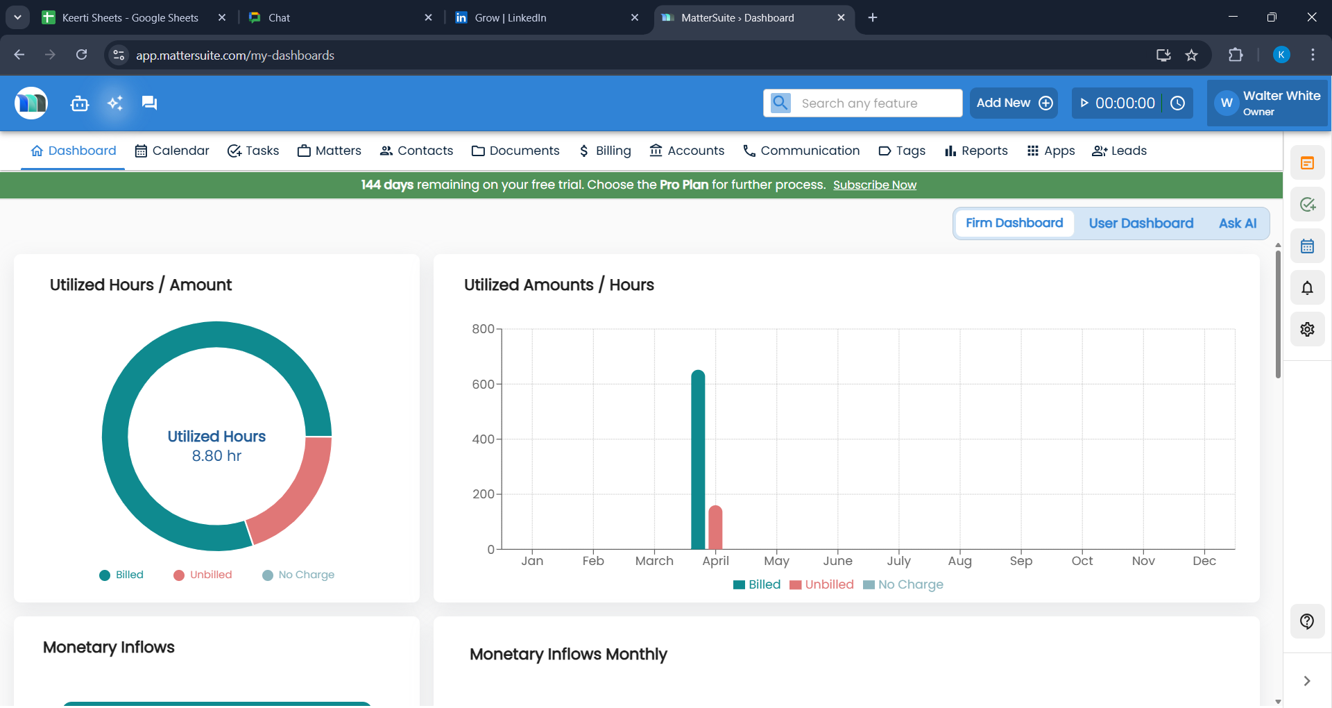 MatterSuite ELM Software - Dashboard screenshot - MatterSuite ELM Software