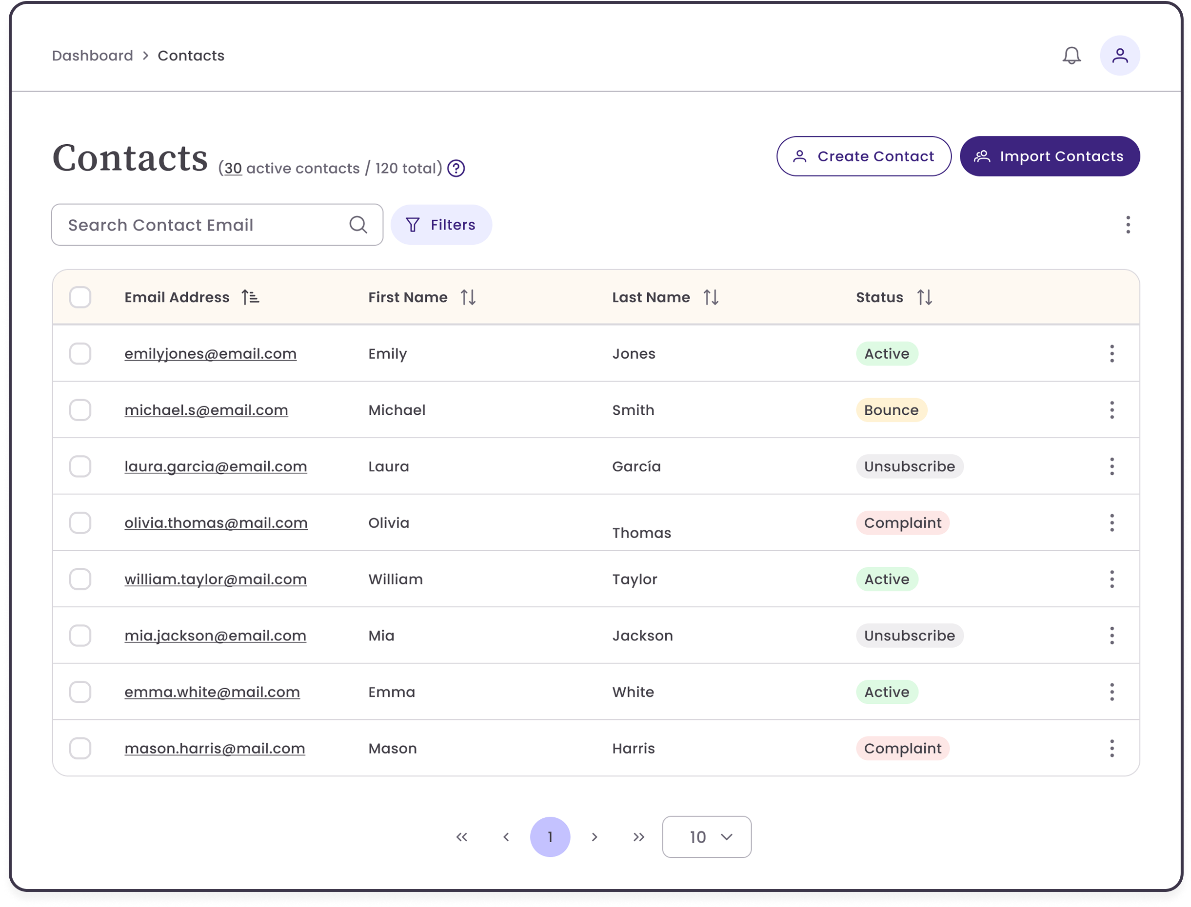Benchmark Email - Gestión de contactos