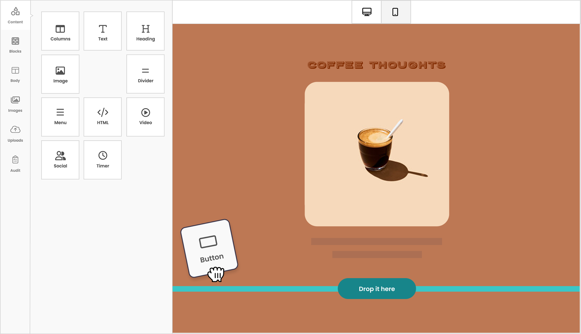 Benchmark Email - Drag & Drop Editor