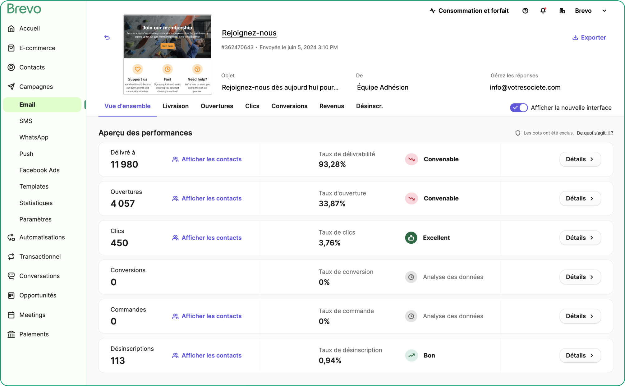 Brevo - Analyses avancées en temps réel
