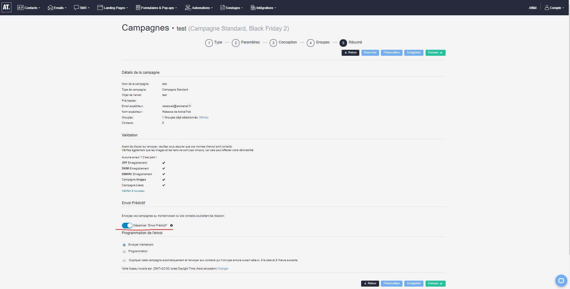 ActiveTrail - Envoi Prédictif - Analyse historique données contacts