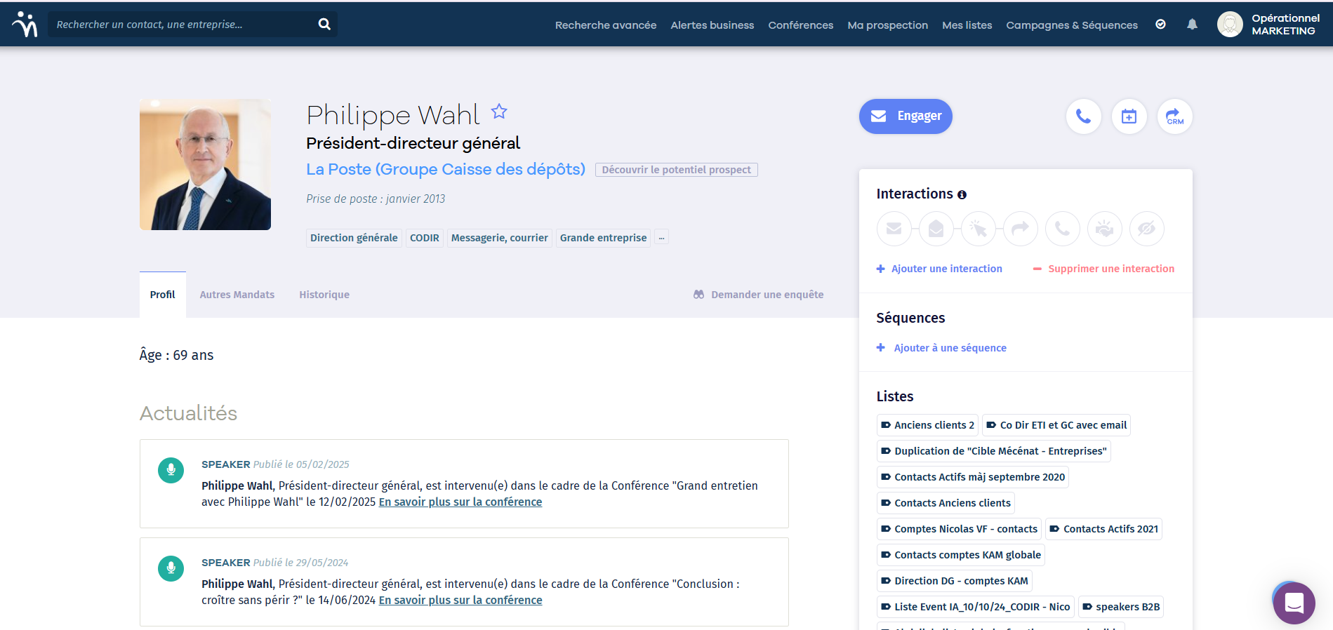 Nomination - Fiche contact